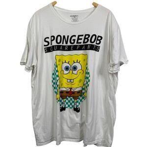 Spongebob Squarepants Nickelodeon Retro White‎ Short Sleeve Tee Size 3XL